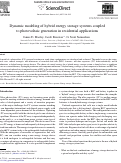 Cover page: Dynamic modeling of hybrid energy storage systems coupled to photovoltaic generation in residential applications