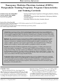 Cover page: Emergency Medicine Physician Assistant (EMPA) Post-Graduate Training Programs: Program Characteristics and Training Curricula