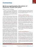 Cover page: Electroencephalographic Biomarkers of Psychosis: Present and Future