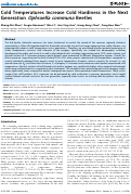 Cover page: Cold Temperatures Increase Cold Hardiness in the Next Generation Ophraella communa Beetles