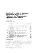 Cover page: Can Google be Liable for Trademark Infringement? A Look at the "Trademark Use" Requirement as Applied to Google AdWords