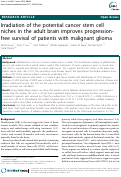 Cover page: Irradiation of the Potential Cancer Stem Cell Niches in the Adult Brain Improves Progression-free Survival of Patients with Malignant Glioma