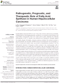 Cover page: Pathogenetic, Prognostic, and Therapeutic Role of Fatty Acid Synthase in Human Hepatocellular Carcinoma