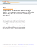 Cover page: Meta-analysis of epigenome-wide association studies in neonates reveals widespread differential DNA methylation associated with birthweight