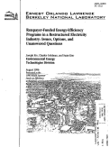 Cover page: Rate payer-funded energy-efficiency programs in a restructured electricity industry: Issues, Options, and Unanswered Questions