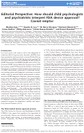 Cover page: Editorial Perspective: How should child psychologists and psychiatrists interpret FDA device approval? Caveat emptor