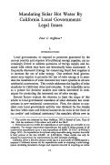 Cover page: Mandating Solar Hot Water by California Local Governments: Legal Issues