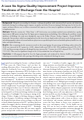 Cover page: A Lean Six Sigma Quality Improvement Project Improves Timeliness of Discharge from the Hospital