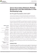 Cover page: Close Association Between Platelet Biogenesis and Alveolarization of the Developing Lung.