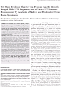 Cover page: Yet more evidence that myelin protons can be directly imaged with UTE sequences on a clinical 3T scanner: Bicomponent analysis of native and deuterated ovine brain specimens