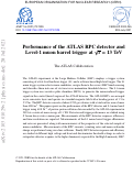 Cover page: Performance of the ATLAS RPC detector and Level-1 muon barrel trigger at $\sqrt{s}=13$ TeV