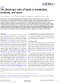Cover page: The pleiotropic roles of leptin in metabolism, immunity, and cancer.