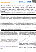 Cover page: Efficacy of a Primary Care-Based Mobile Application to Increase Hepatitis C Screening Among Asian Americans: A Secondary Analysis of a Randomized Clinical Trial.