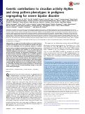 Cover page: Genetic contributions to circadian activity rhythm and sleep pattern phenotypes in pedigrees segregating for severe bipolar disorder.