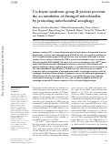 Cover page: Cockayne syndrome group B protein prevents the accumulation of damaged mitochondria by promoting mitochondrial autophagy