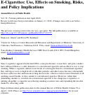 Cover page: E-Cigarettes: Use, Effects on Smoking, Risks, and Policy Implications