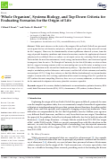 Cover page: ‘Whole Organism’, Systems Biology, and Top-Down Criteria for Evaluating Scenarios for the Origin of Life