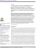 Cover page: Current vector research challenges in the greater Mekong subregion for dengue, Malaria, and Other Vector-Borne Diseases: A report from a multisectoral workshop March 2019