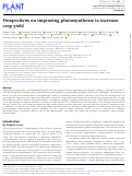 Cover page: Perspectives on improving photosynthesis to increase crop yield