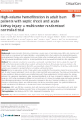 Cover page: High-volume hemofiltration in adult burn patients with septic shock and acute kidney injury: a multicenter randomized controlled trial