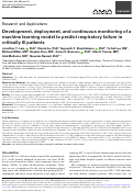 Cover page: Development, deployment, and continuous monitoring of a machine learning model to predict respiratory failure in critically ill patients