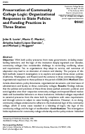 Cover page: Preservation of Community College Logic: Organizational Responses to State Policies and Funding Practices in Three States