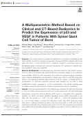 Cover page: A Multiparametric Method Based on Clinical and CT-Based Radiomics to Predict the Expression of p53 and VEGF in Patients With Spinal Giant Cell Tumor of Bone