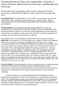 Cover page: Clostridium Difficile Colitis in the United States: A&nbsp;Decade of Trends, Outcomes, Risk Factors for Colectomy, and Mortality after Colectomy