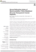 Cover page: Group Refractive Index of Nanocrystalline Yttria-Stabilized Zirconia Transparent Cranial Implants