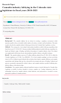 Cover page: Cannabis industry lobbying in the Colorado state legislature in fiscal years 2010–2021