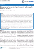 Cover page: Discovery of permuted and recently split transfer RNAs in Archaea