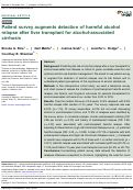 Cover page: Patient survey augments detection of harmful alcohol relapse after liver transplant for alcohol-associated cirrhosis