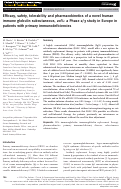 Cover page: Efficacy, safety, tolerability and pharmacokinetics of a novel human immune globulin subcutaneous, 20%: a Phase 2/3 study in Europe in patients with primary immunodeficiencies