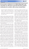 Cover page: Commentary on Roberts et al. (2016): Bupropion and varenicline are efficacious and well‐tolerated cessation medications for smokers with serious mental illness