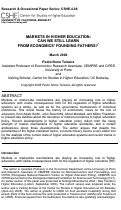 Cover page: Markets in Higher Education: Can We Still Learn from Economics' Founding Fathers?