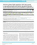 Cover page: Solution phase high repetition rate laser pump x-ray probe picosecond hard x-ray spectroscopy at the Stanford Synchrotron Radiation Lightsource.