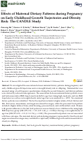 Cover page: Effects of Maternal Dietary Patterns during Pregnancy on Early Childhood Growth Trajectories and Obesity Risk: The CANDLE Study