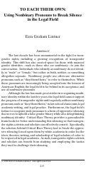 Cover page: To Each Their Own: Using Nonbinary Pronouns to Break Silence in the Legal Field