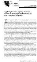 Cover page: Applying Second Language Research Results in the Design of More Effective ESL Discussion Activities