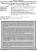 Cover page: Effectiveness of Hospital-directed Wellness Interventions in COVID-19: A Cross-sectional Survey