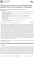 Cover page: Using Korean Dramas as a Precision Mental Health Education Tool for Asian Americans: A Pilot Study