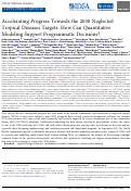 Cover page: Accelerating Progress Towards the 2030 Neglected Tropical Diseases Targets: How Can Quantitative Modeling Support Programmatic Decisions?