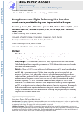 Cover page: Young Adolescents' Digital Technology Use, Perceived Impairments, and Well-Being in a Representative Sample