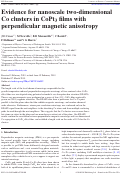 Cover page: Evidence for nanoscale two-dimensional Co clusters in CoPt3 films with perpendicular magnetic anisotropy