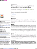 Cover page: Tobacco price and use following California Proposition 56 tobacco tax increase