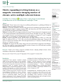 Cover page: Slowly expanding/evolving lesions as a magnetic resonance imaging marker of chronic active multiple sclerosis lesions