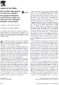 Cover page: RE: Anesthetic Management for&nbsp;Resection of Hepatic Paraganglioma&nbsp;Metastatic From&nbsp;the&nbsp;Donor Organ in an Orthotopic&nbsp;Liver Transplant Recipient:&nbsp;A Case Report