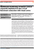 Cover page: Multimodal monitoring of human cortical organoids implanted in mice reveal functional connection with visual cortex