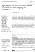 Cover page: Highly efficient transfection of human induced pluripotent stem cells using magnetic nanoparticles