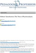 Cover page: Editors’ Introduction: The Time of Psychoanalysis